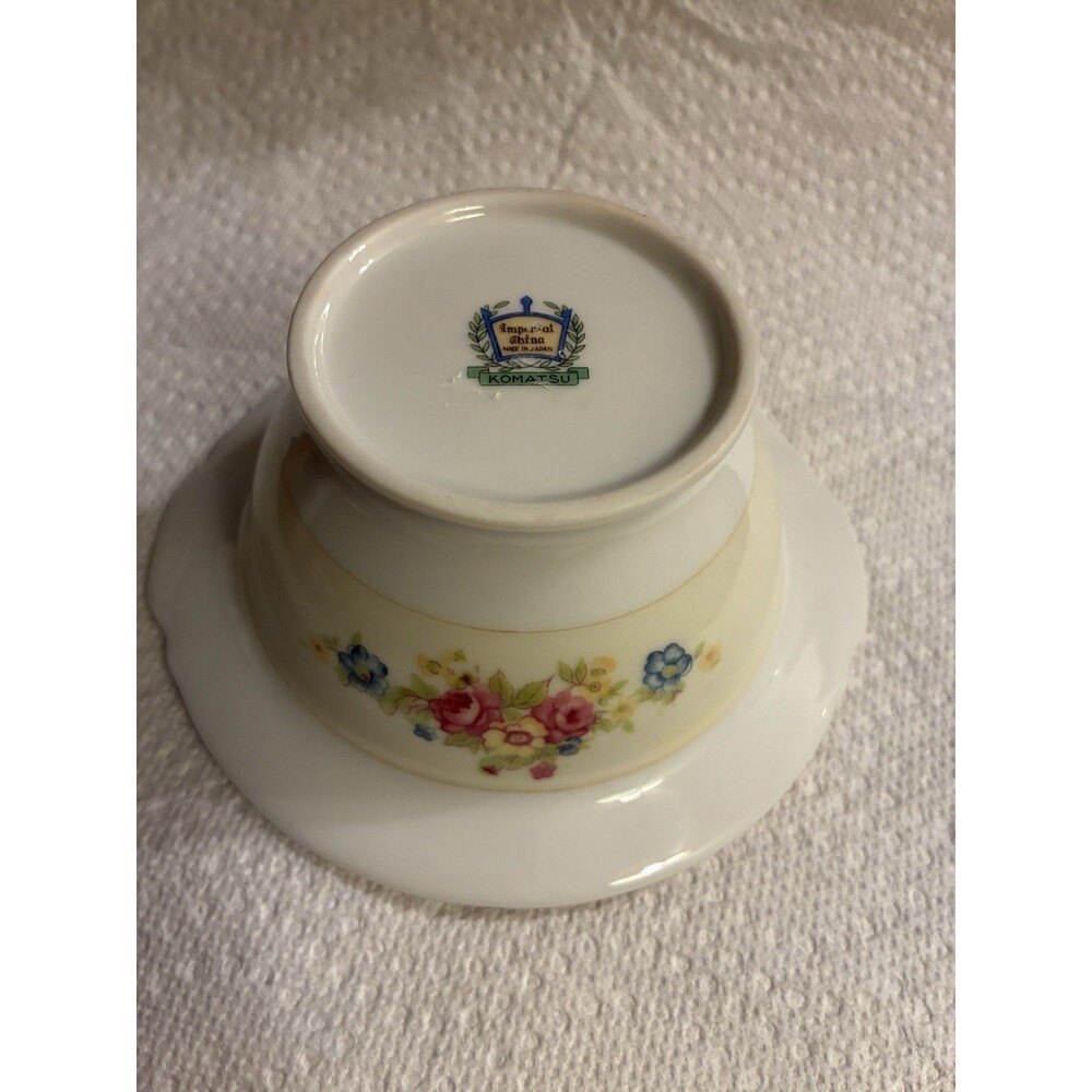 Imperial China Japan Komatsu Sugar Bowl No Lid Floral Gold Rim Vintage - Picture 9 of 10